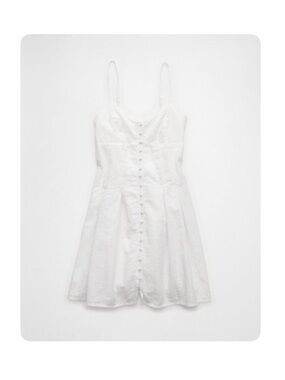American Eagle Outfitters White Button-Front Spaghetti Strap Mini Dress